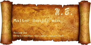 Malter Benjámin névjegykártya